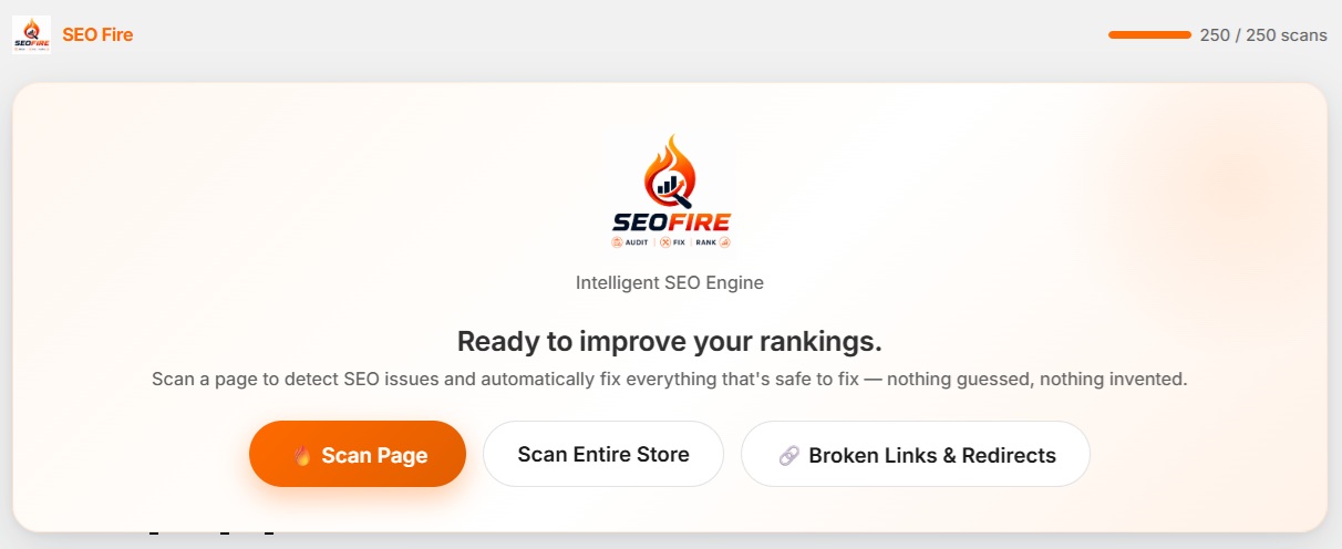 Scan Entire Store start screen